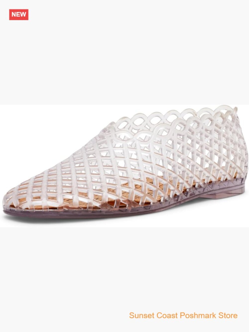 Steve Madden Square Toe Clear Jelly Cage Ballet Flat with 0.25in Heel Summer